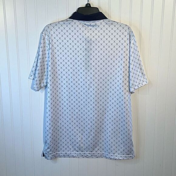 MAELREG Golf Club Print Performance Polo Shirt Men’s Medium White Blue Club - Picture 7 of 10